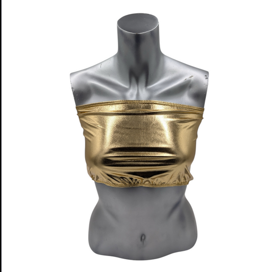 Kinky Glossy Gold Strapless Slim Top