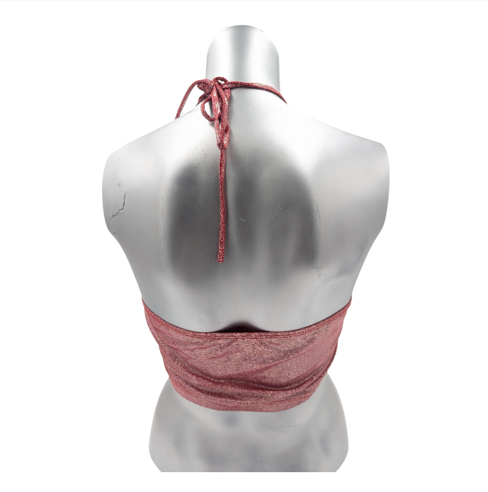 Combi Deal - Kinky Glossy Salmon Halter Top With Open Back With Matching Boxer