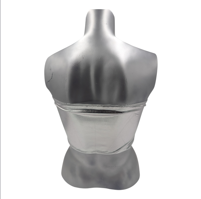 Kinky Glossy Silver Strapless Slim Top