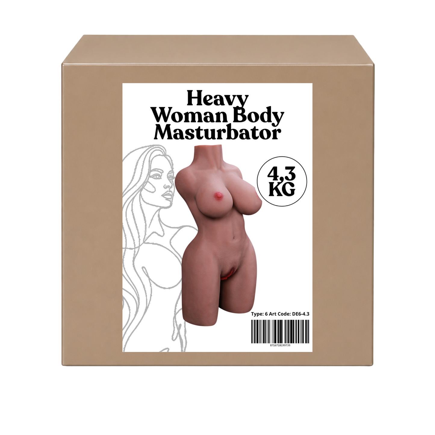 Big Size Body Masturbator – 4.3 kg Brown Heavy XXL Realistic Masturbator – Premium Large Breast Adult Toy
