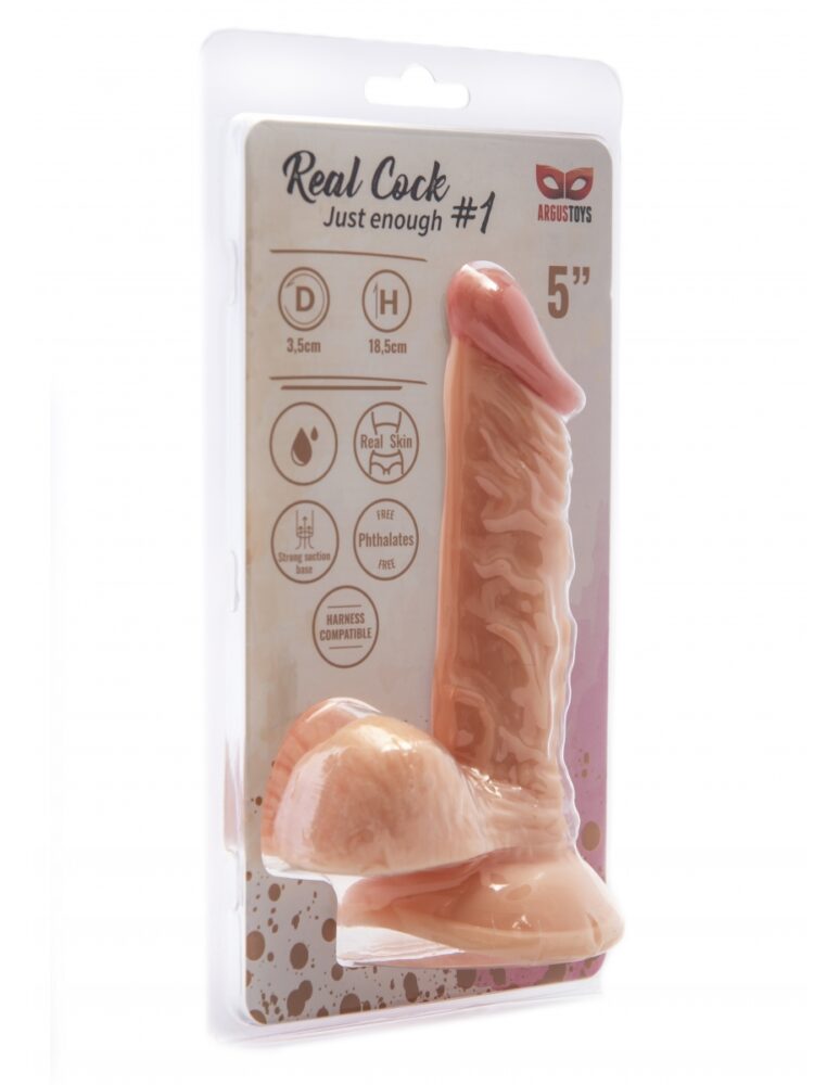 Argus Real Cock 1 Realistic Dildo with Balls and Suction Cup - 18,5 cm - Dia 3,5 cm AT1065
