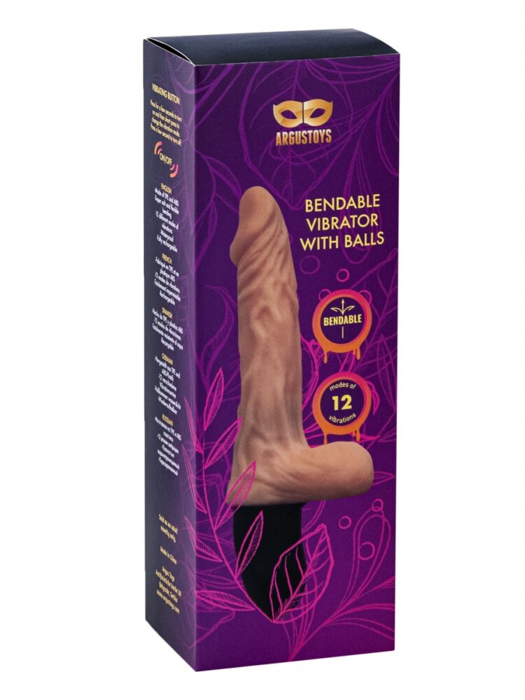 Argus Bendable Realistic Vibrator With Balls - 12 Function - Pink - 24 cm dia 3,5 cm - AT1074