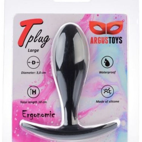 Argus T-Plug Silicone Large Size 10 Cm - Black - Packed in Strong Blister - AT 001115