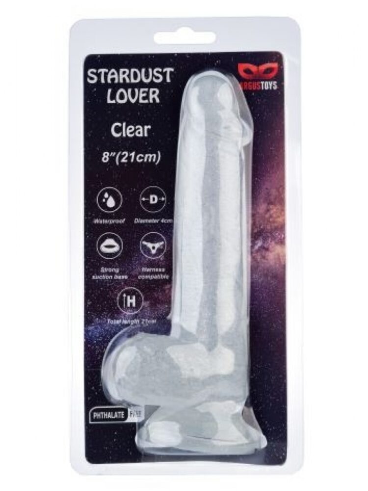 Argus Stardust Lover Clear Glitter Dildo - 21 cm - Packed in Strong Blister - AT 001121