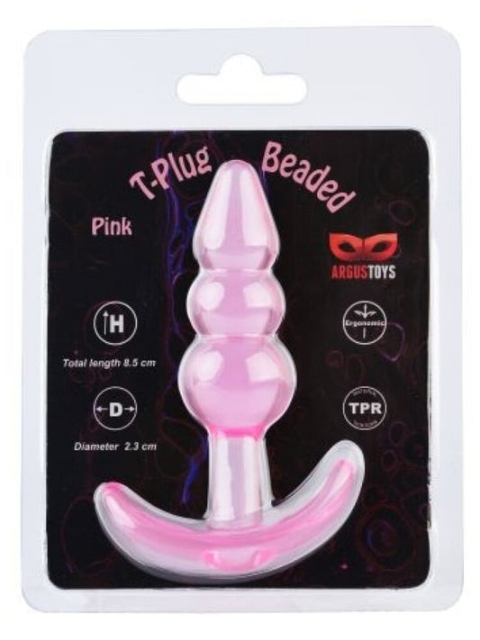 Argus T-Plug Beaded Plug Pink - 8,5 Cm - Packed in Strong Blister - AT 001124