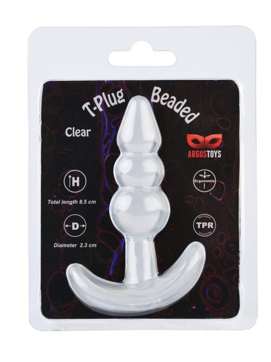 Argus T-Plug Beaded Plug Clear - 8,5 Cm Packed in Strong Blister - AT 001126