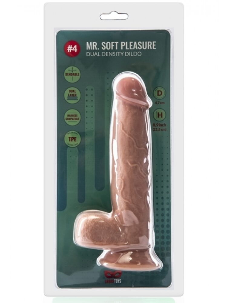 Argus Mr. Soft Pleasure 4 Double Layer Realistic Dildo with Balls and Suction Cup - 22,5 cm - Dia 4,7 cm AT1063