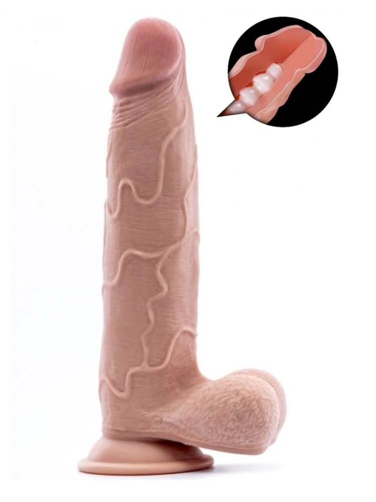 Argus Mr. Soft Pleasure 5 Double Layer Realistic Dildo with Balls and Suction Cup - 24,5 cm - Dia 5 cm AT1064