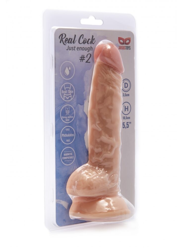 Argus Real Cock 2 Realistic Dildo with Balls and Suction Cup - 20 cm - Dia 3,5 cm AT1066