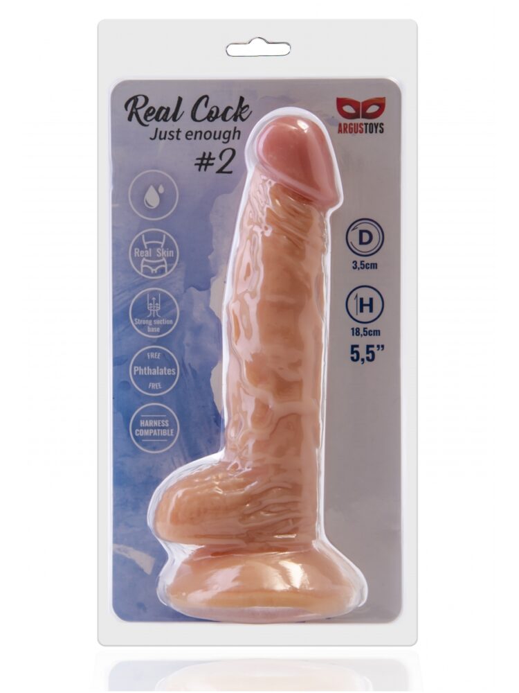 Argus Real Cock 2 Realistic Dildo with Balls and Suction Cup - 20 cm - Dia 3,5 cm AT1066