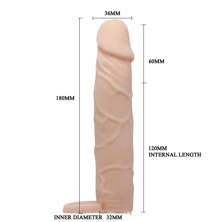 BI-026227 Pretty Love Penis Sleeve 18 cm Large – Realistic Extension Sleeve – Added Length & Girth