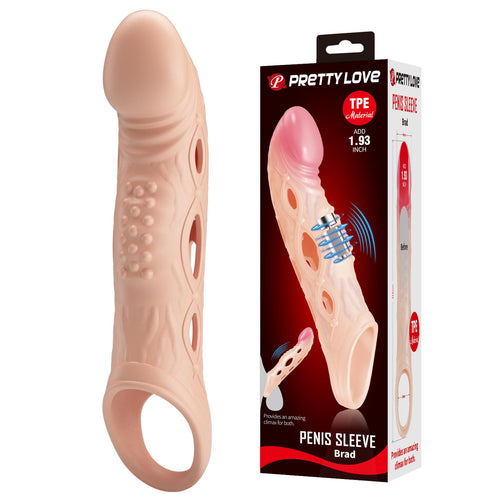 BI-026240Z - Pretty Love Brad Penis Sleeve – TPE Textured Extension Sleeve with Open Design