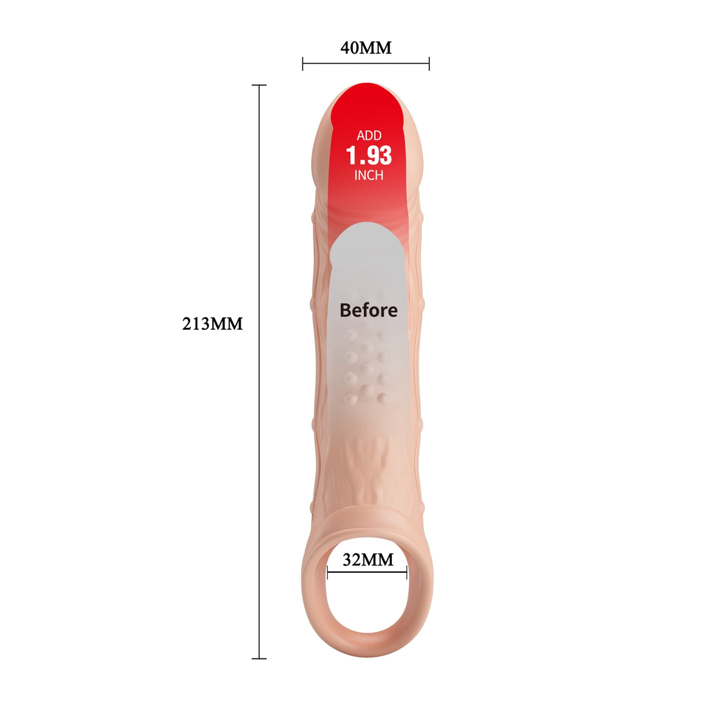 BI-026240Z - Pretty Love Brad Penis Sleeve – TPE Textured Extension Sleeve with Open Design