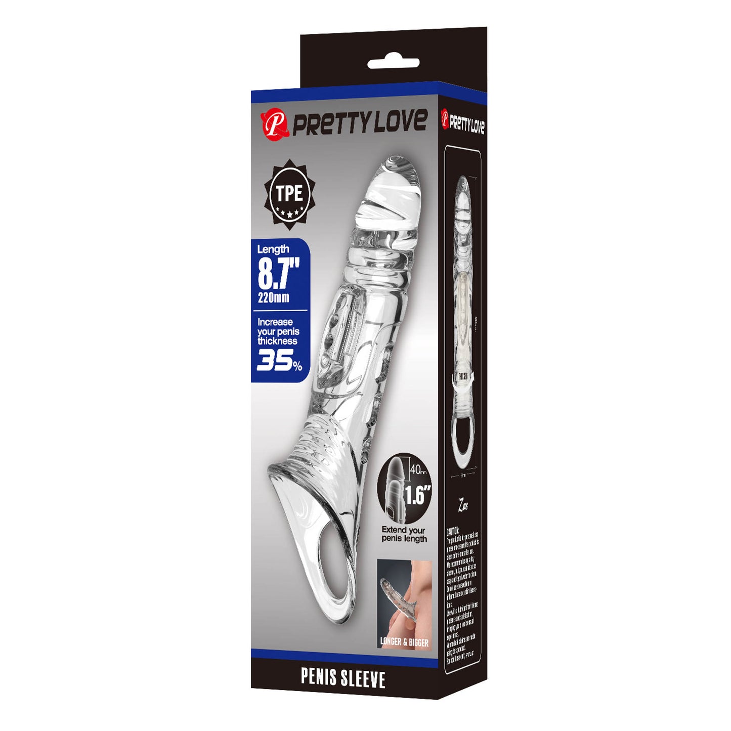 Pretty Love - BI026241NM - Penis Sleeve 8.7" 22 CM  Extender – Clear