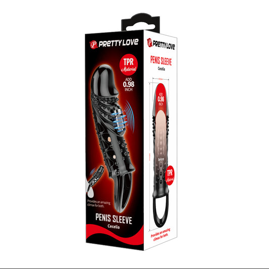 PRETTY LOVE - bi-026242-1  Cecelia Vibrating Penis Sleeve – Stimulating Extension Sleeve – 70g