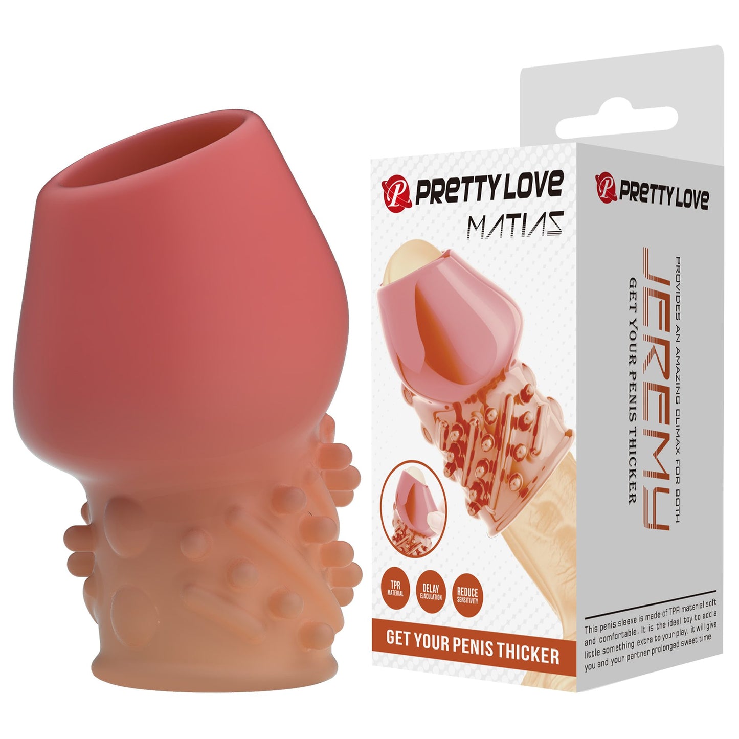 Pretty Love - Matias - Penis Sleeve 3 different colours available - Clear - Flesh - Brown - bi-26248
