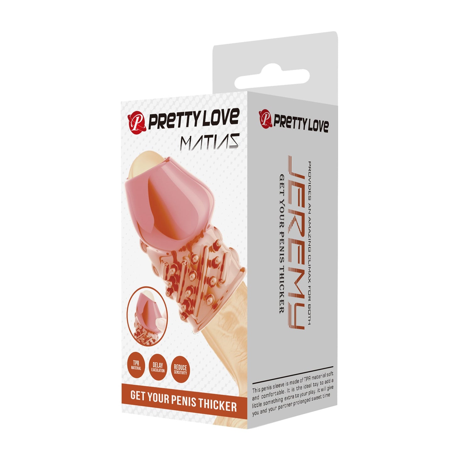Pretty Love - Matias - Penis Sleeve 3 different colours available - Clear - Flesh - Brown - bi-26248