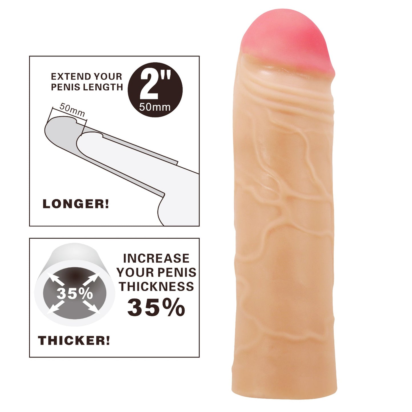 Baile - BI-026254 - Penis Sleeve Flesh 18 Cm Dia 3,8 Cm Inner Dia 3,7 Cm - Extender