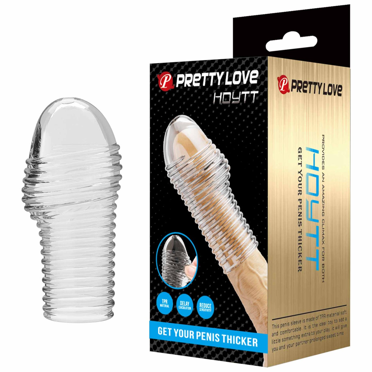 Pretty Love  - bi-026291m - Huel Penis Sleeve – Flesh-Colored – Soft & Stretchable TPR – Erection Enhancer