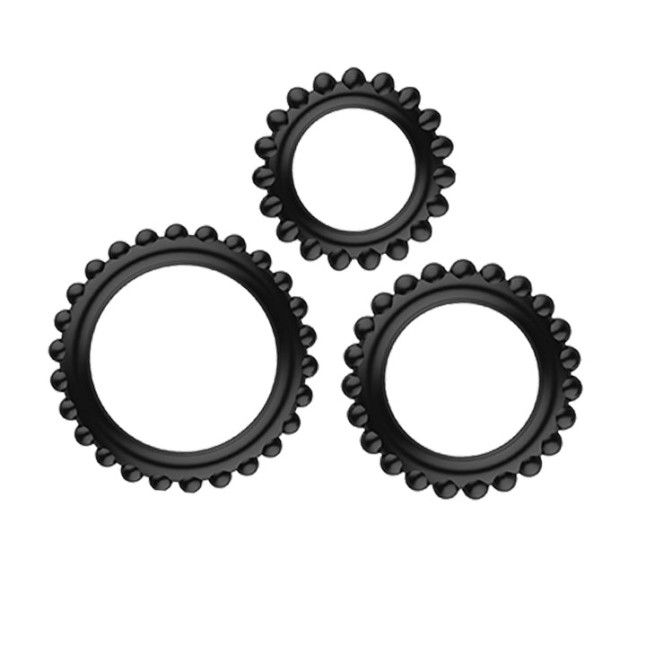 BAILE bi-210143 - TITAN Silicone Cock Ring Set – 3 Sizes (S/M/L) – Black – Waterproof