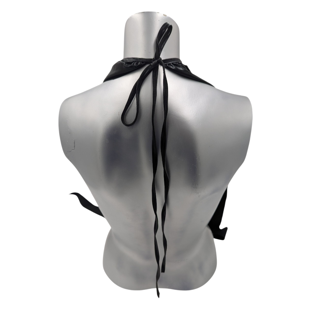 Kinky Glossy Black Halter Top With Open Back