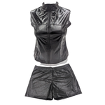 Combi Deal - Glossy Black Kinky Bodywarmer With Zipper And Matching Boxer