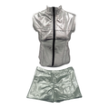 Combi Deal - Glossy Silver Kinky Bodywarmer Wth Zipper And Matching Boxer