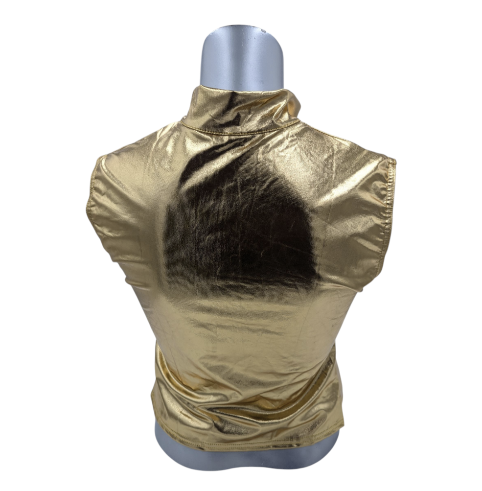 Glossy Gold Kinky Bodywarmer Wth Zipper