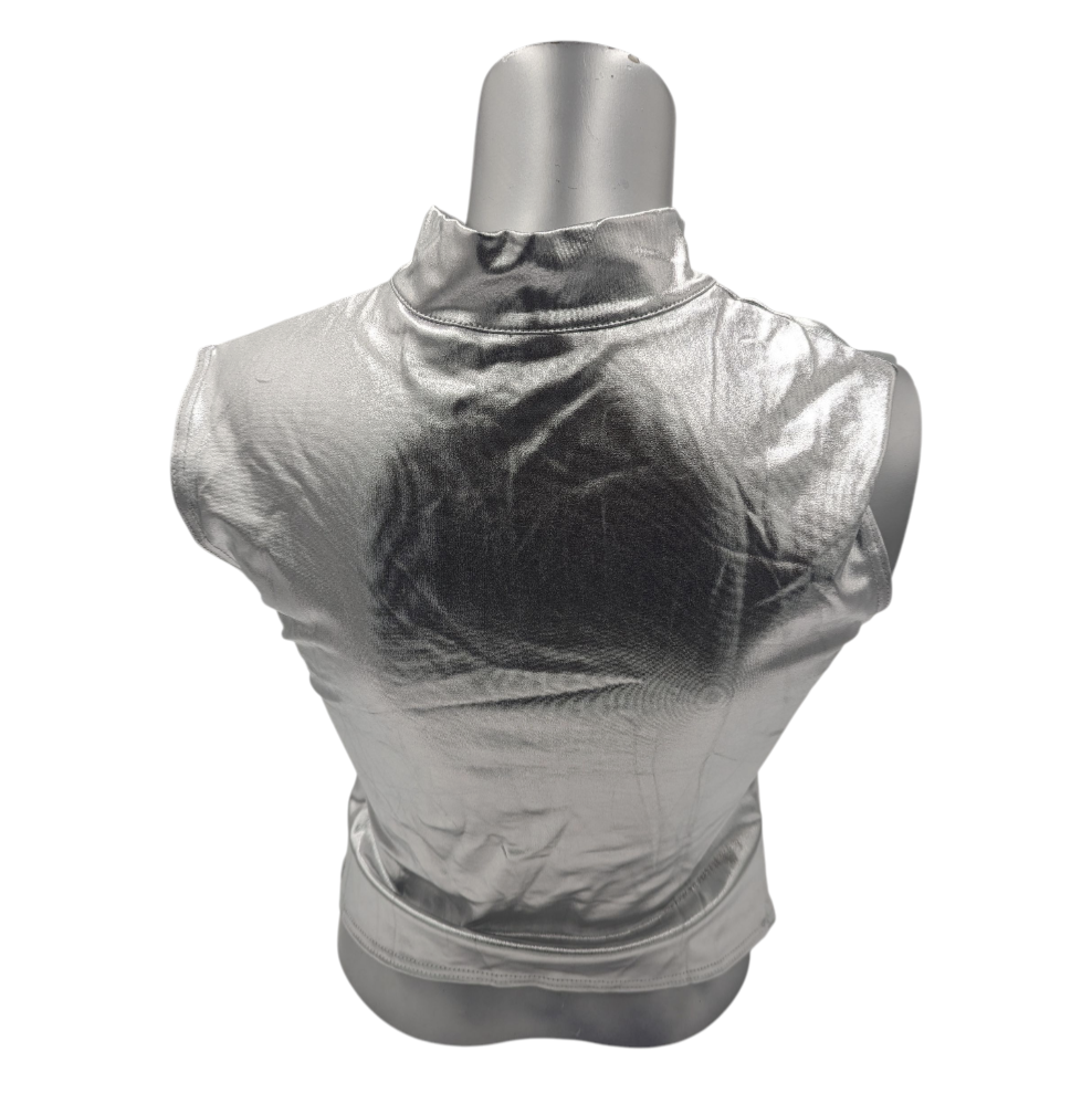 Glossy Silver Kinky Bodywarmer Wth Zipper