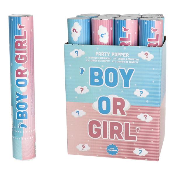 Party Popper Boy Or Girl Confetti - Gender Reveal Party Display 12 Pcs Lenght 30 CM