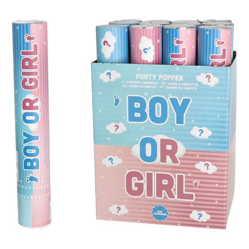 Party Popper Boy Or Girl Confetti - Gender Reveal Party Display 12 Pcs Lenght 30 CM
