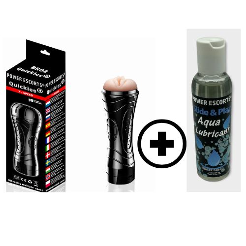 Power Escorts BR02 + DR015 COMBI PACK - Big Masturbator + 200 ML Lubricant