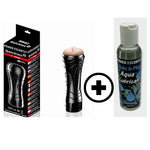 Power Escorts BR02 + DR015 COMBI PACK - Big Masturbator + 200 ML Lubricant