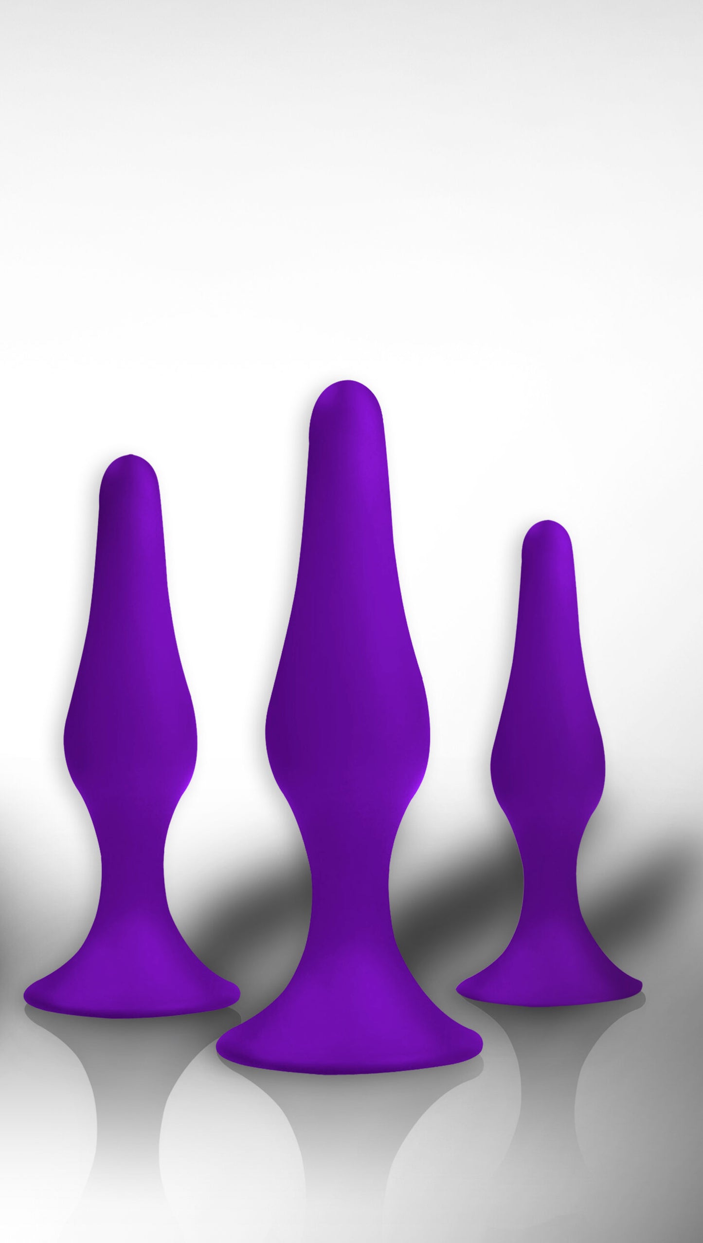 Power Escorts - BR12 Purple - Silicone Anal 3 Pack Plug Set - Strong Suction Cup