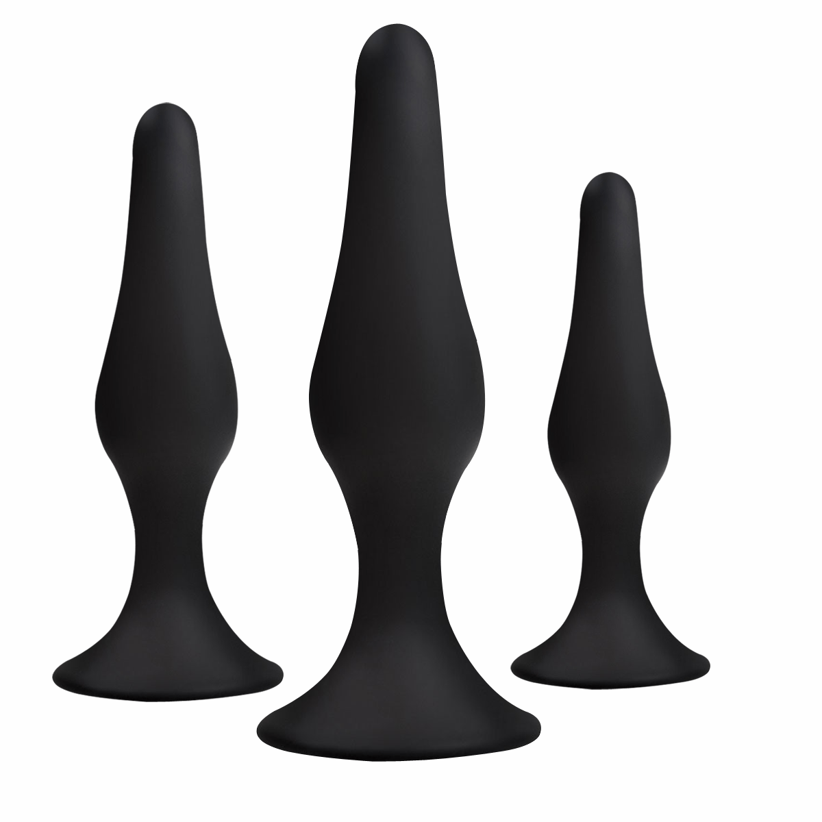 Power Escorts - BR12 - Silicone Anal Plug - 3 Pack Set - Strong Suction Cup