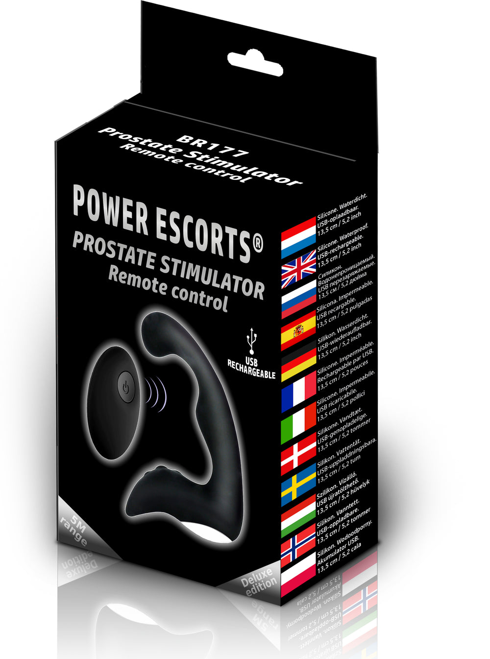 Power Escorts - BR177 - Rechargeable Prostate Stimulator with Remote Control COLOUR BOX