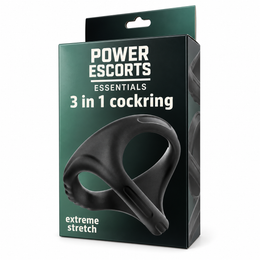 Power Escorts - BR185 - 3 In 1 Cockring - Super Flexible - Colour box