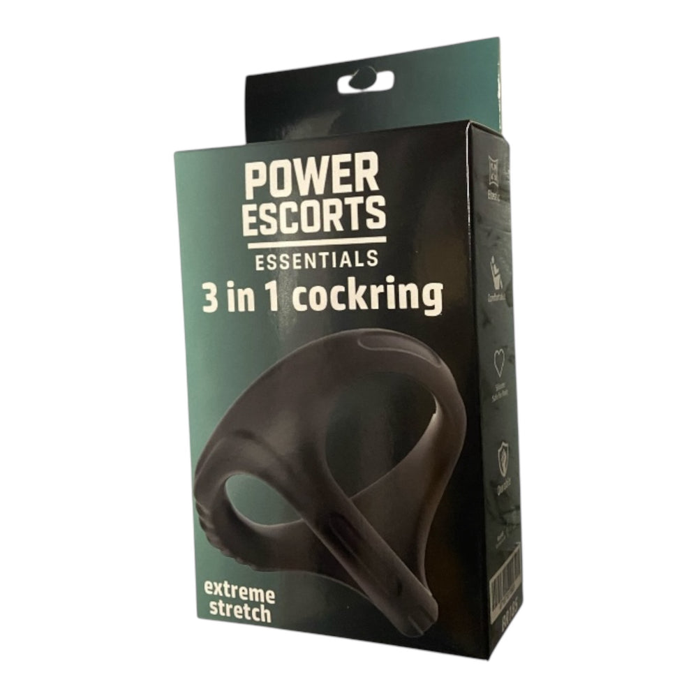 Power Escorts - BR185 - 3 In 1 Cockring - Super Flexible - Colour box