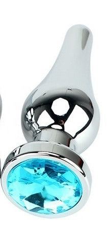 Power Escorts - BR213 Slightblue - Diamond King Small Buttplug Lightblue Stone  - Lenght 9,5cm - dia 3 cm