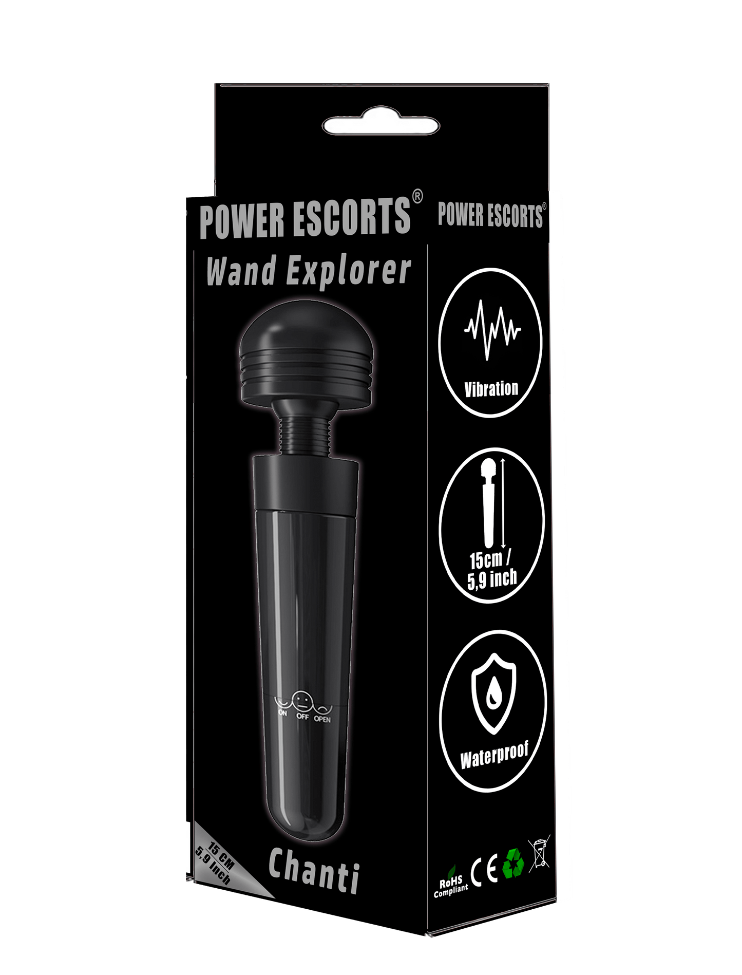 Power Escorts - BR271 Black - Wand Explorer Chanti Wand Massager - 15  CM