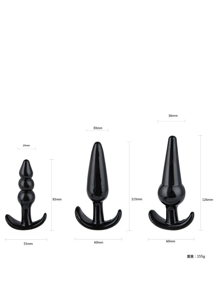 Power Escorts - BR275 - Triple Anal Plugs 3-Pack - 3 different sizes - attractive Colour box