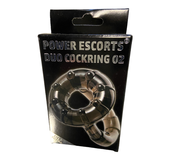 Power Escorts BR74 Duo Cockring 02 SuitableFor Cock & Balls - Black
