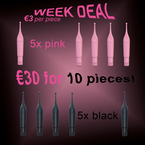 Weekdeal – 10x Pointer Queen Clitoris Vibrator – 5× Black & 5× Pink – 16 cm – Flexible Point – Battery Powered