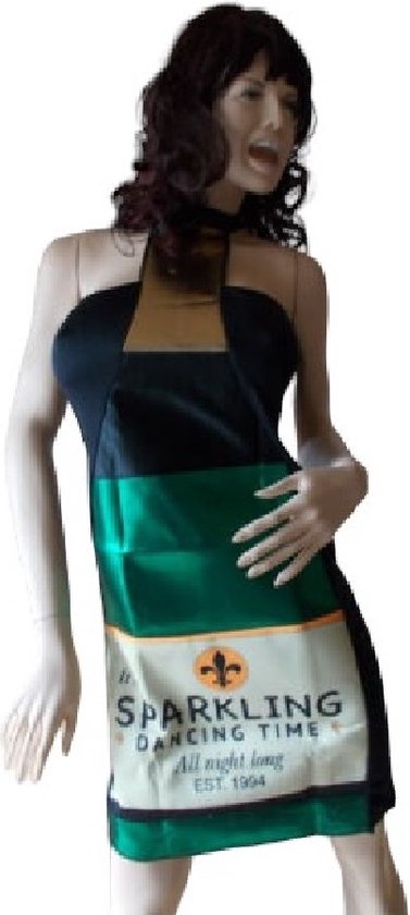 Sexy Champagne Party Dress – Shiny Green with Champagne Print
