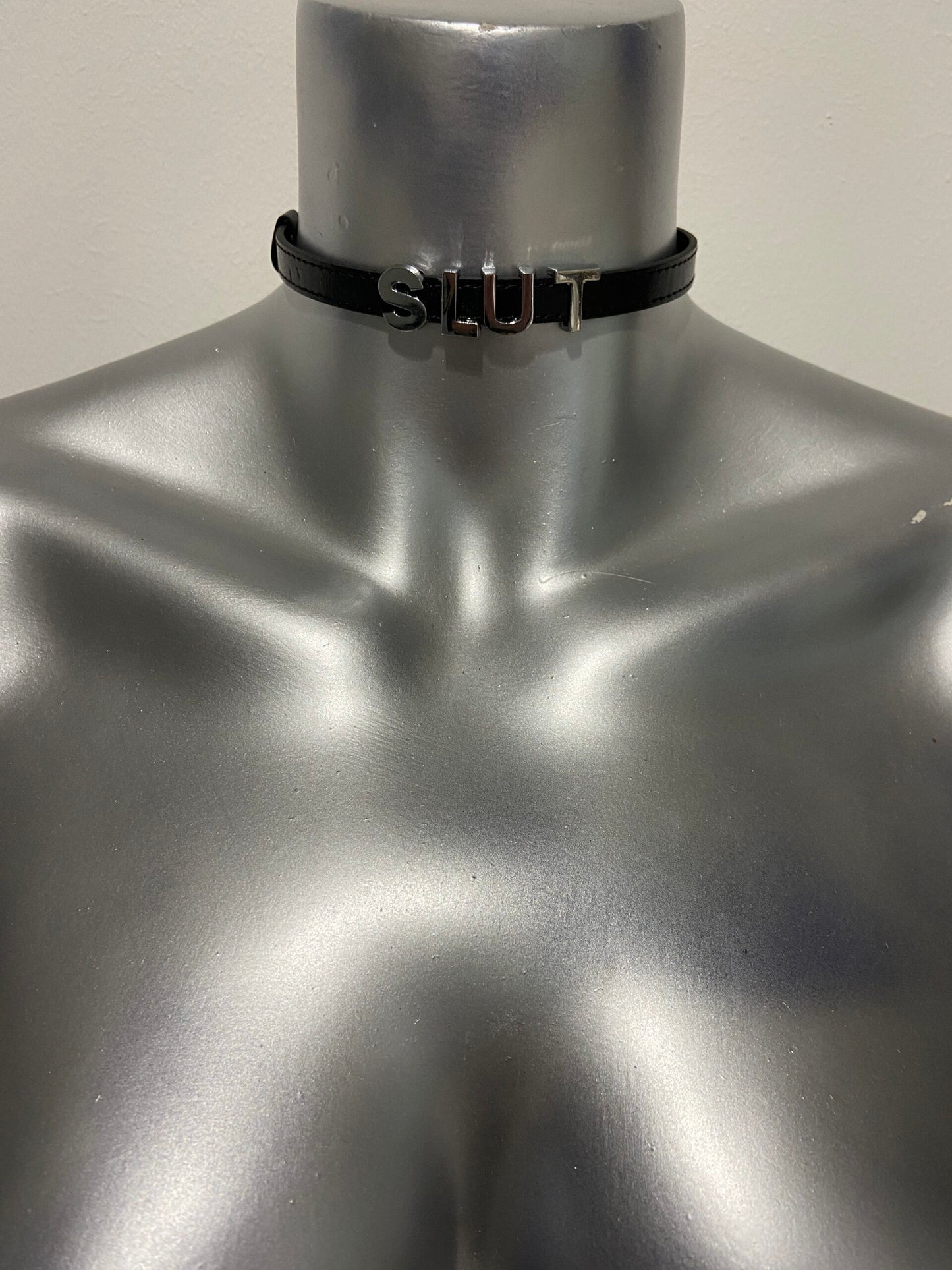 Luxury Collar Black with Name SLUT - BDSM - Heavy Quality