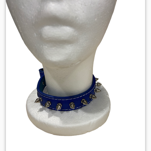 Luxury Collar Blue with Big Spikes - BDSM - Heavy Quality