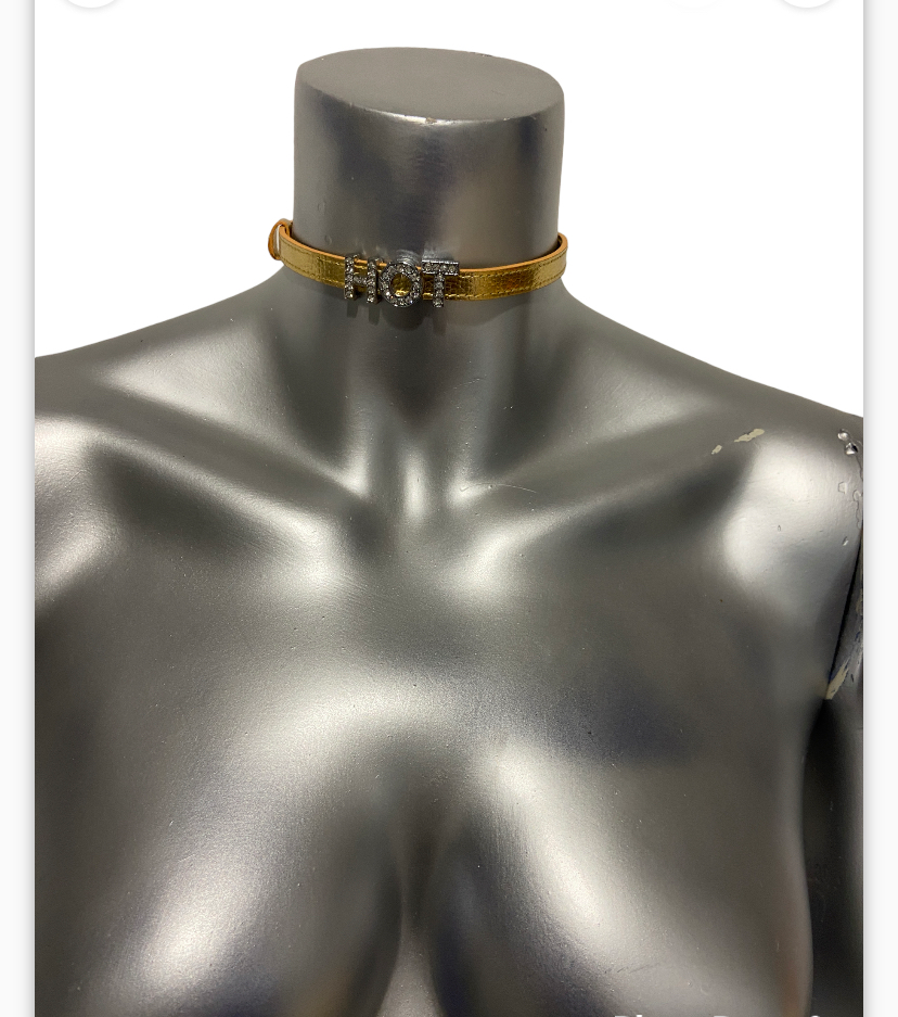 Luxury Collar Gold with Stones Name HOT - BDSM - Heavy Quality