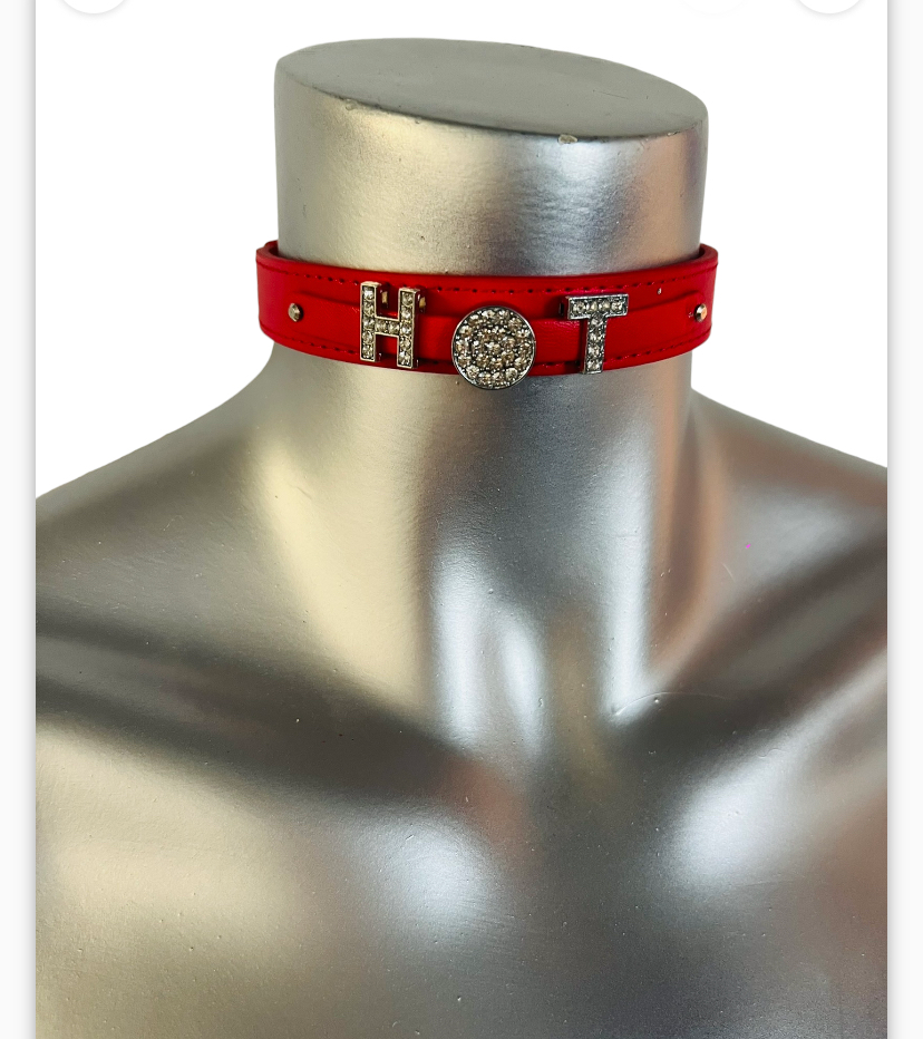 Luxury Collar Red with Name SLUT - BDSM - Heavy Quality