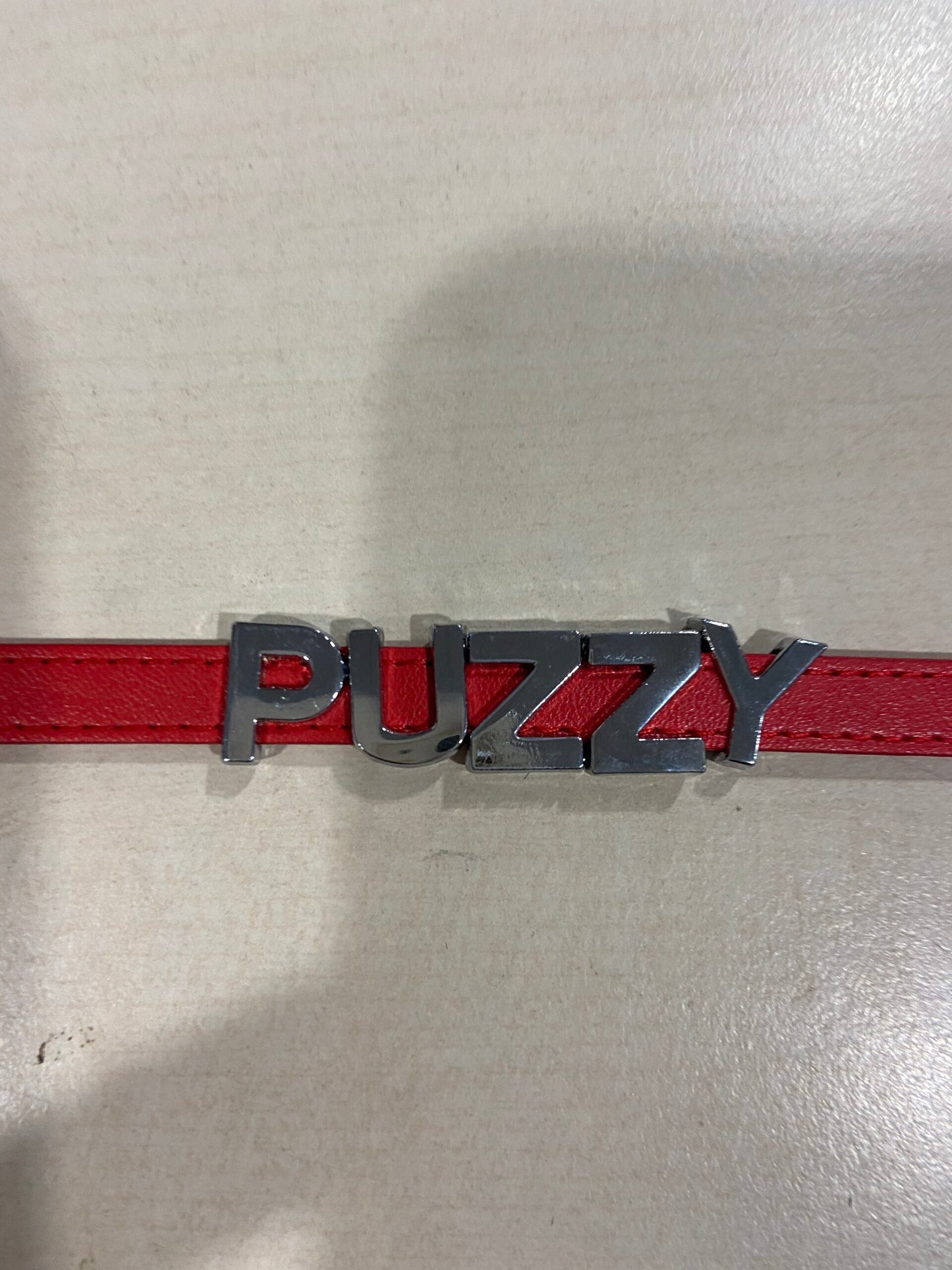 Luxury Collar Red with Name PUZZY - BDSM - Heavy Quality