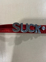 Luxury Collar Red with Name SUCK - BDSM - Heavy Quality